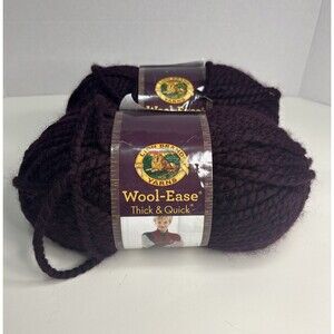 2 VTG Lion Brand Wool-Ease Thick & Quick Yarn Eggplant Super Bulky Purple Craft